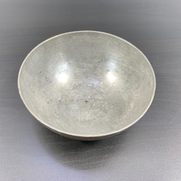 Antique Brass Round Bowl, Handcrafted Small Vessel, Vintage Solid Metal Dish, De - Picture 3 of 10